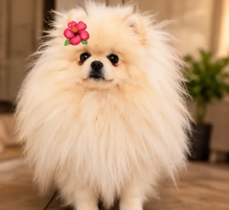 Madre Pomerania blanca del criadero